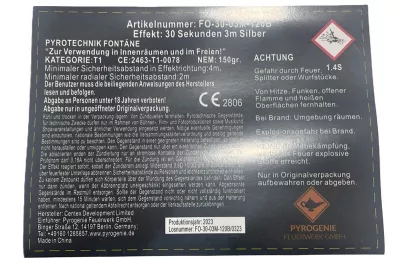 3 Meter Silberfontäne - 30 Sek. Brenndauer