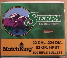 500 Stk. Sierra Matchking HPBT .224 Dia 52 grain