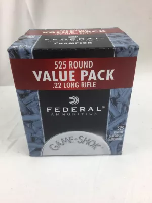 525 stk. Federal Champion (#745) .22lfb 36 grain HV verkupfert