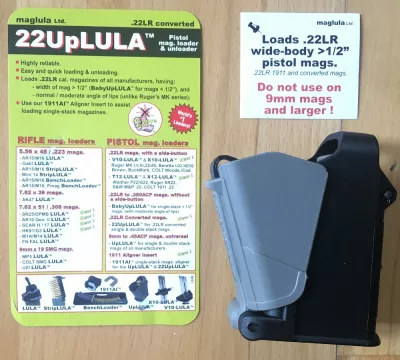 22Uplula Magazinladehilfe für Pistolenmagazine im Kalber .22 lfb für doppelreihige Magazine