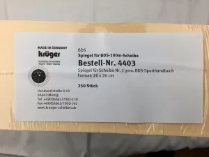 Spiegel für Scheibe Nr. 1 gem. BDS-Sporthandbuch 26cmx26cm, Packung mit 250 Stk.